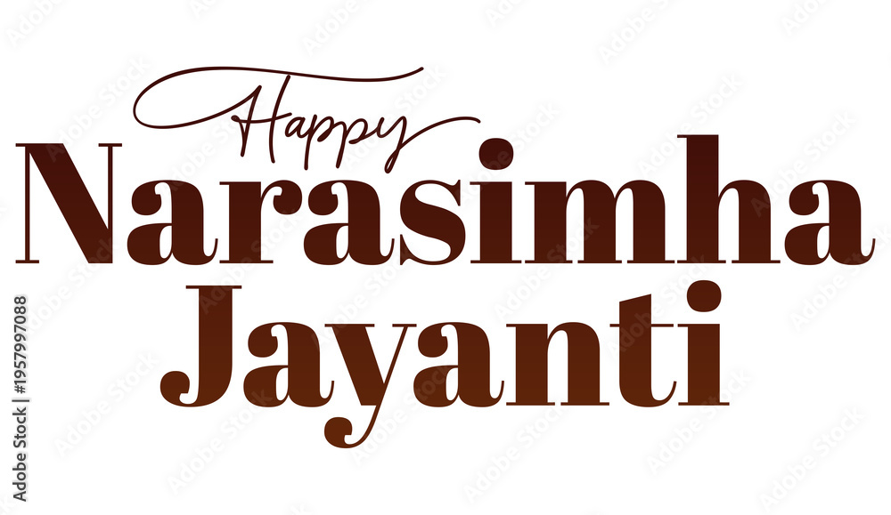 Fototapeta premium Happy Narasimha Jayanti premium golden text PNG transparent background