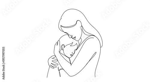 Mother tenderly hugging and kissing her baby warm loving family moment gentle affection