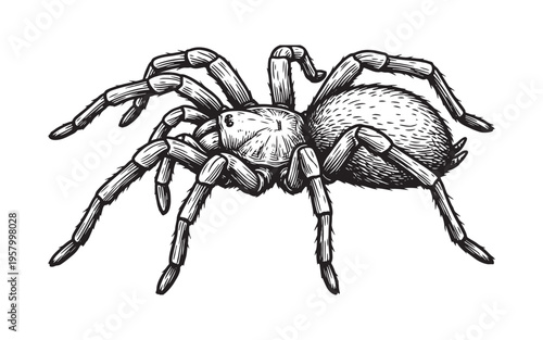 tarantula spider arachnid vintage sketch illustration
