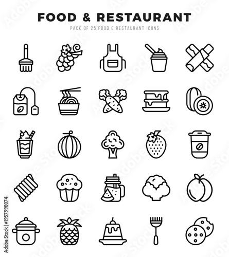 Food and Restaurant Lineal icons. Vector Lineal illustration.