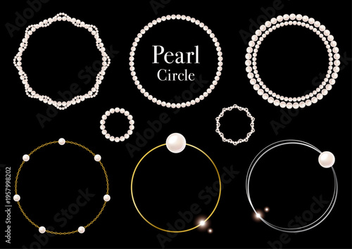 ラグジュアリーパールの円形ブラシフレームセット