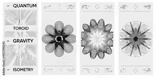 Abstract geometric patterns representing quantum gravity and isometric concepts