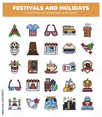 Collection of 25 Festivals and Holidays. A Colorful Celebration of Culture and Traditions