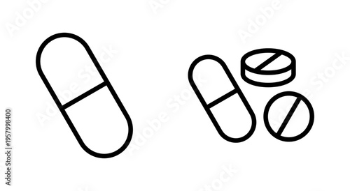 Pills icon symbol for apps and websites. capsule icon. Drug sign and symbol