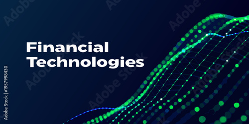 Financial technologies concept with a glowing network and data visualization