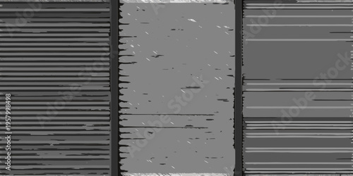 Close up of weathered gray wood planks with vertical grain patterns