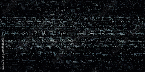 Abstract digital glitch effect with scattered white noise and distorted lines