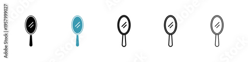 Makeup mirror icons collection in black and blue colors