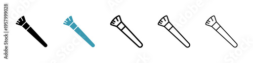 Makeup brush icons collection in black and blue colors