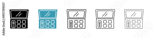 Makeup palette icons collection in black and blue colors