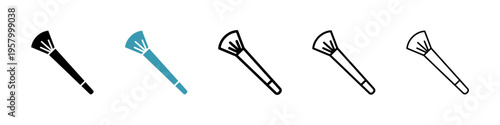 Makeup brush icons collection in black and blue colors