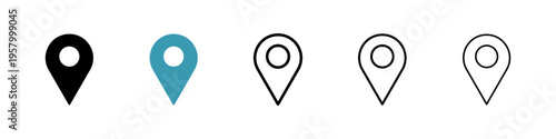 Map marker icons collection in black and blue colors