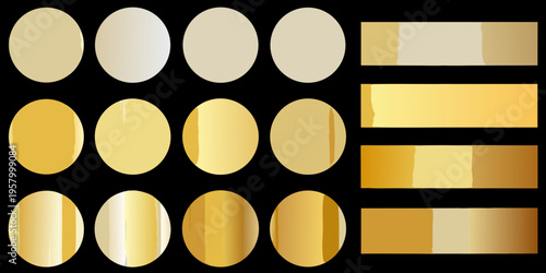 A gradient color palette of gold and beige oval shapes