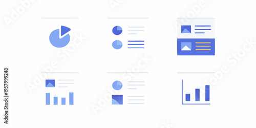 Collection of flat design data visualization and analytics icons