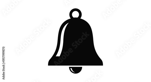 A simple black bell shape is prominently displayed as a silhouette