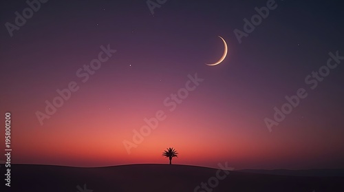 Young Child Looking Through Telescope at Crescent Moon Over Cityscape