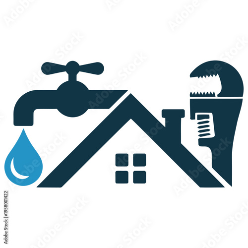 Minimalist graphic icon representing professional plumbing services for residential home repair
