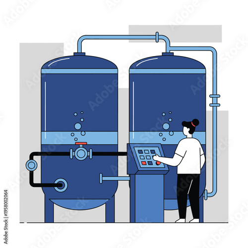 Industrial Water Treatment System Operation.