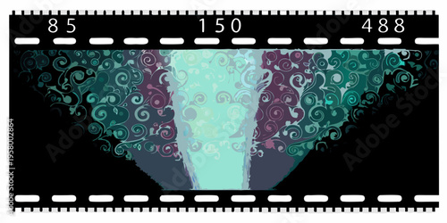 Abstract floral pattern displayed on a strip of photographic film