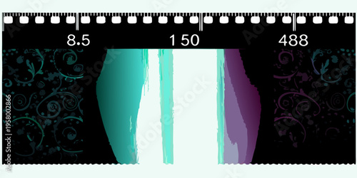 Abstract color bands with numerical indicators against a dark background