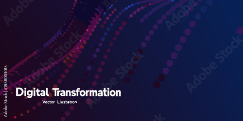 Abstract flowing lines and dots create a digital transformation background