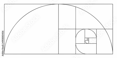 Golden ratio illustration depicting a sequence of decreasing squares