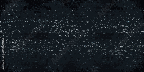 A textured dark background with a scattering of bright pixelated dots