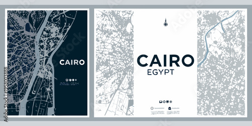 Abstract city maps of cairo egypt presented as modern art prints