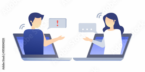 Two people connecting through video call on their laptops