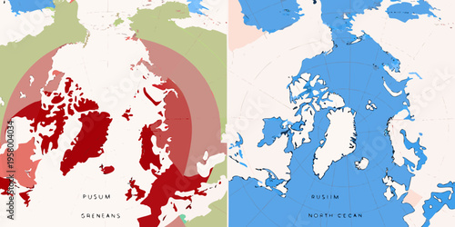 Historical and modern geographical maps depicting the Northwest Passage