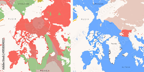 Two maps illustrating historical spheres of influence in northern europe