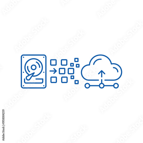 Hard Drive Data Transfer to Cloud Storage Icon.