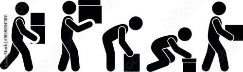 Cartoon depiction of a person performing various cleaning tasks in a sequence