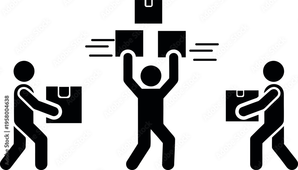 Fototapeta premium Teamwork illustration showing collaborative effort in task completion and delivery