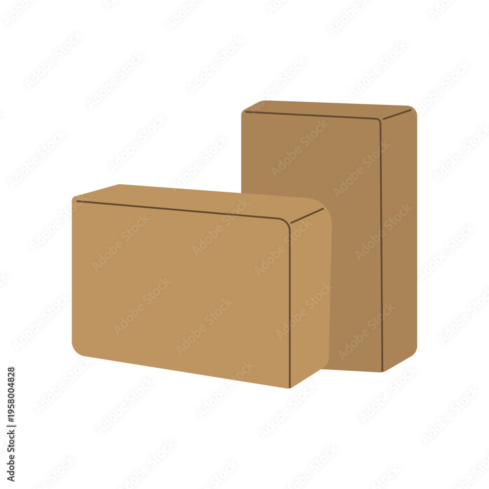 Fototapeta premium Pair of brown yoga blocks or bricks for balance and stretching support, flat vector illustration