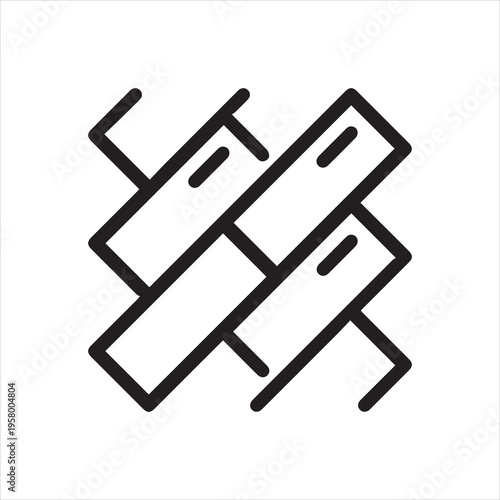 Thin Outline Icon Surface Wooden Parquet Herringbone, Parquetry Interior. Such Line Sign as Clean Floor, Flooring Covering. Vector Isolated Pictograms for Web on White Background Editable Stroke.