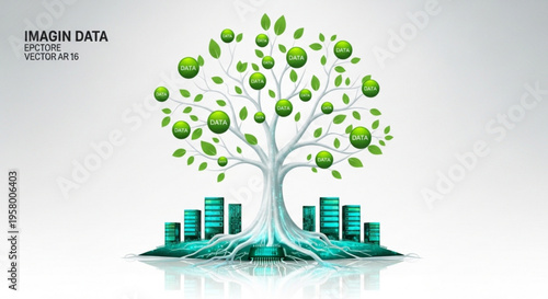 Tree with green leaves and cityscape eco friendly urban environment concept with sustainable growth