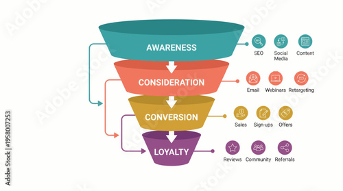 The marketing funnel stages from awareness to loyalty