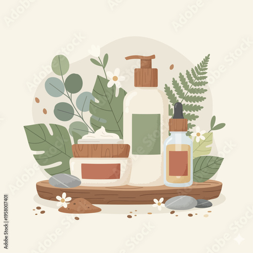 A comprehensive vector icon sheet featuring natural skincare elements and organic beauty product icons, perfect for wellness vector sheets and cosmetic design projects