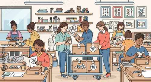 Diverse group of people working together in a classroom setting.