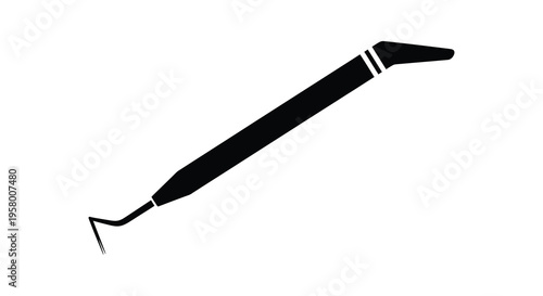 Dental instrument depiction in stark contrast a black silhouette