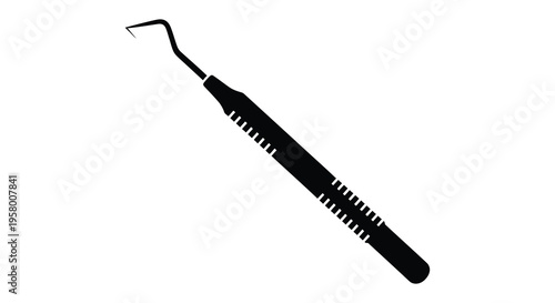 Dental instrument possibly a scaler shown in black silhouette
