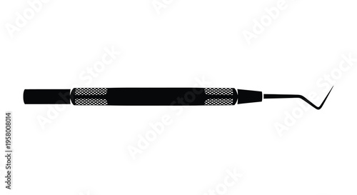 Dental instrument depiction with a textured handle a striking silhouette