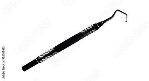 Dental instrument likely a scaler or explorer in black silhouette