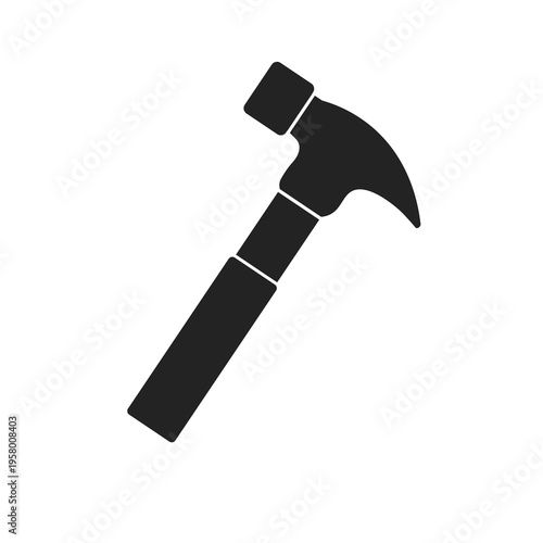 Isolated silhouette illustration of a hammer as a carpentry tools icon.