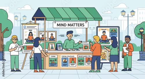 Mind Matters Booth Promoting Mental Health Awareness and Services.