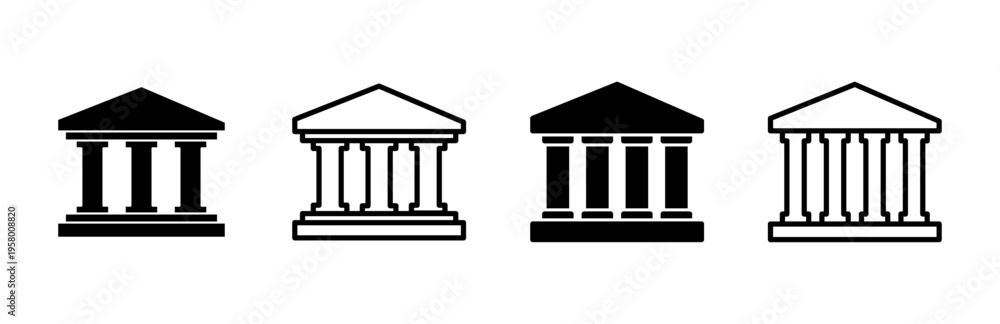 Obraz premium Bank icon set. bank vector icon, museum, university