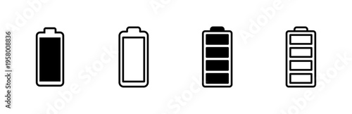 Battery icon set. battery charge level. battery charging icon