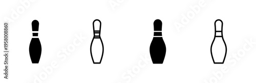 Bowling icon set. bowling ball and pin icon. bowling pins