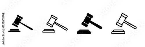 Gavel icon set. judge gavel icon vector. law icon vector. auction hammer